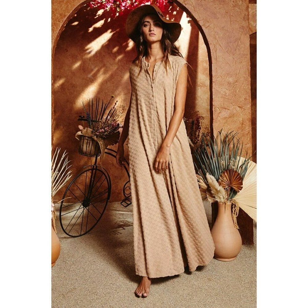 Nellie Checkered Jumpsuit in Taupe - Picture 4 of 10
